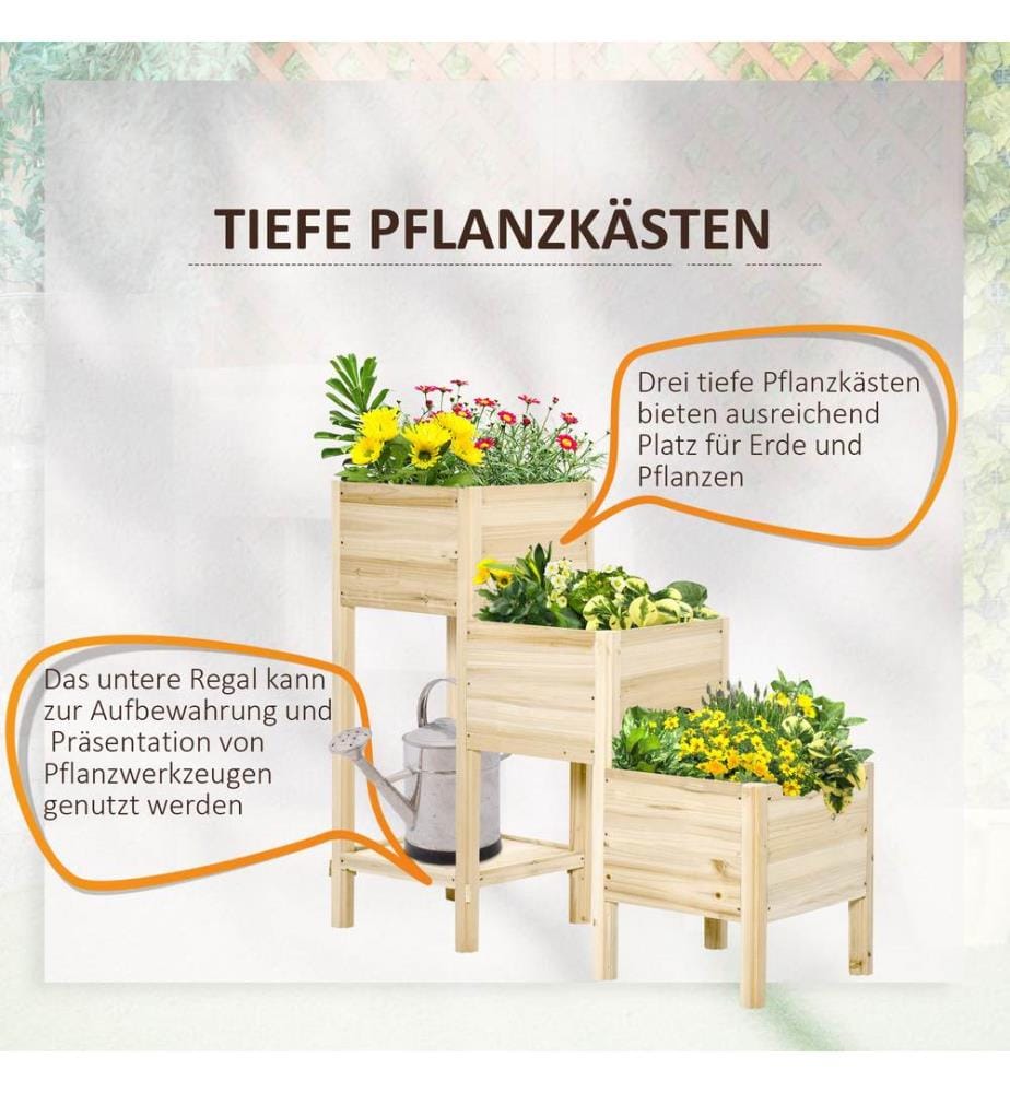 Hochbeet 3 Etagen 125x45x108 cm