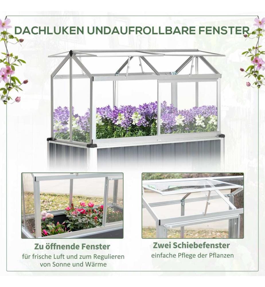 Hochbeet mit Frühbeet Aufsatz Mini-Gewächshaus 114x60x129 cm