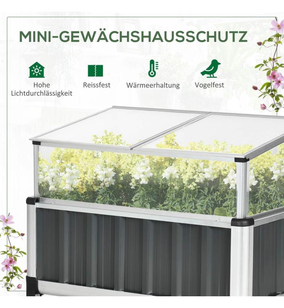 Hochbeet mit Frühbeet Aufsatz Mini-Gewächshaus 80x50x74