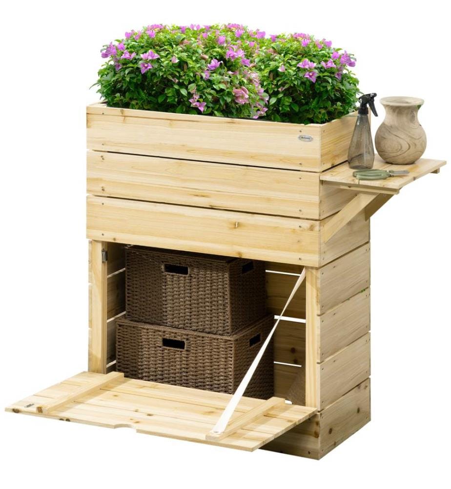 Hochbeet mit Ablage und Stauraum 105x39.5x105 cm
