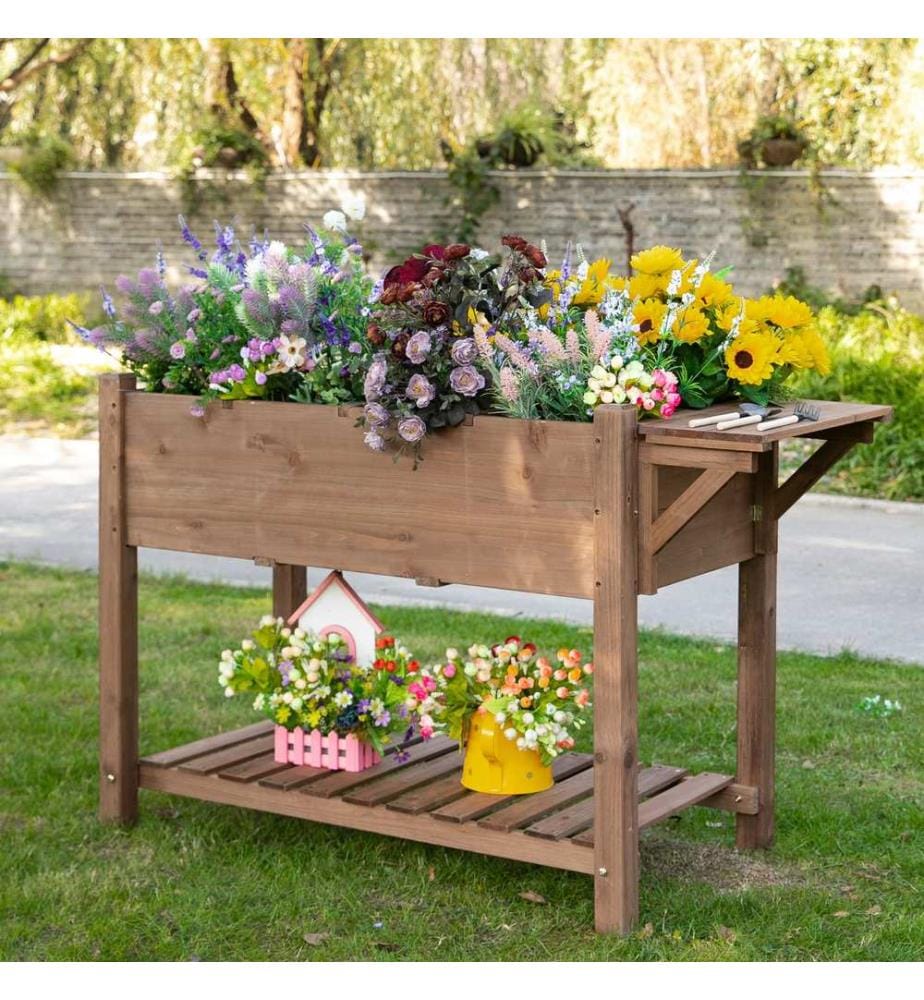 Hochbeet Pflanzkasten mit 8 geteilten Gittern 123x54x74 cm