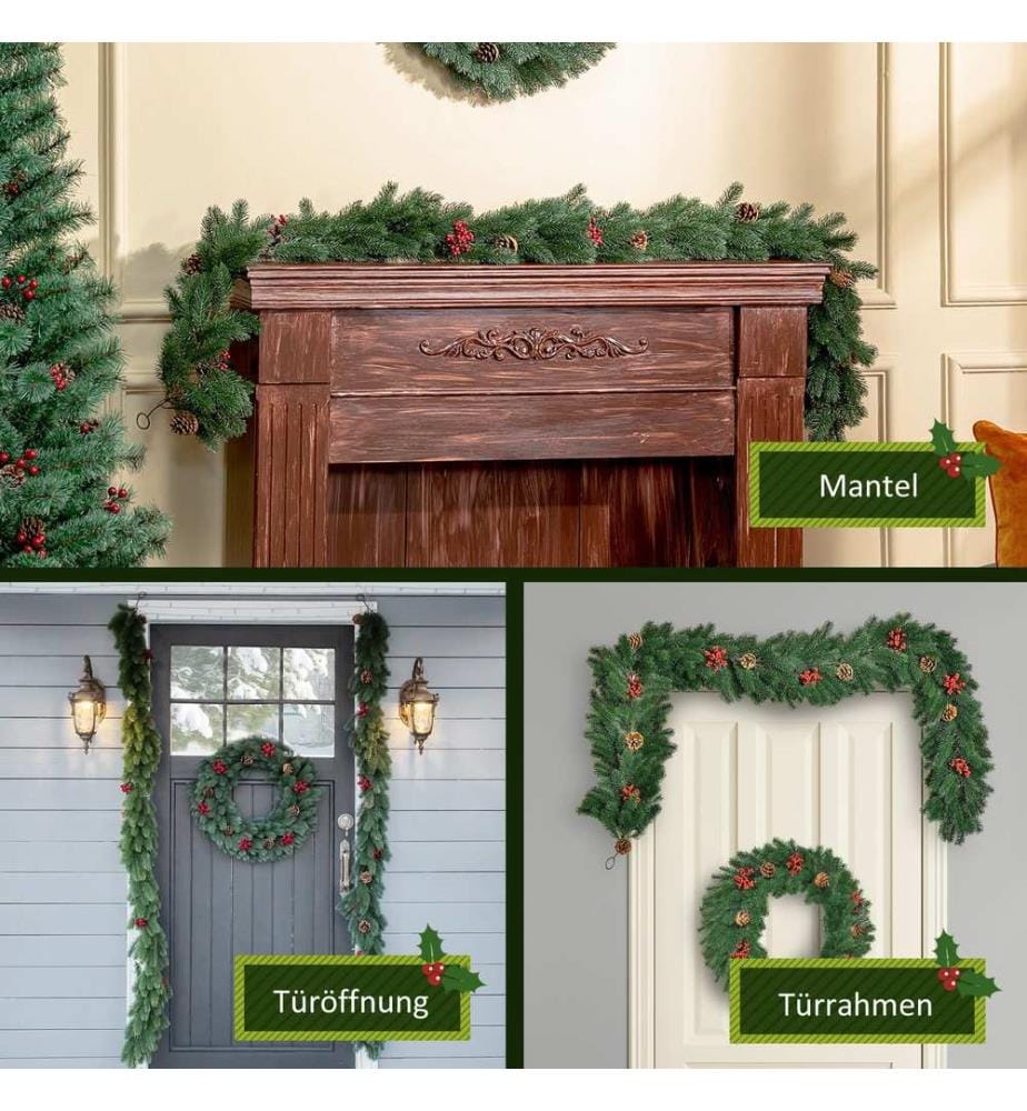 Guirlande de Noël de 190 cm avec 280 branches décoratives