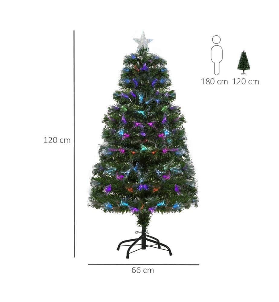 Sapin de Noël 120 cm, 130 branches, effets lumineux, Ø 66 x H 120 cm