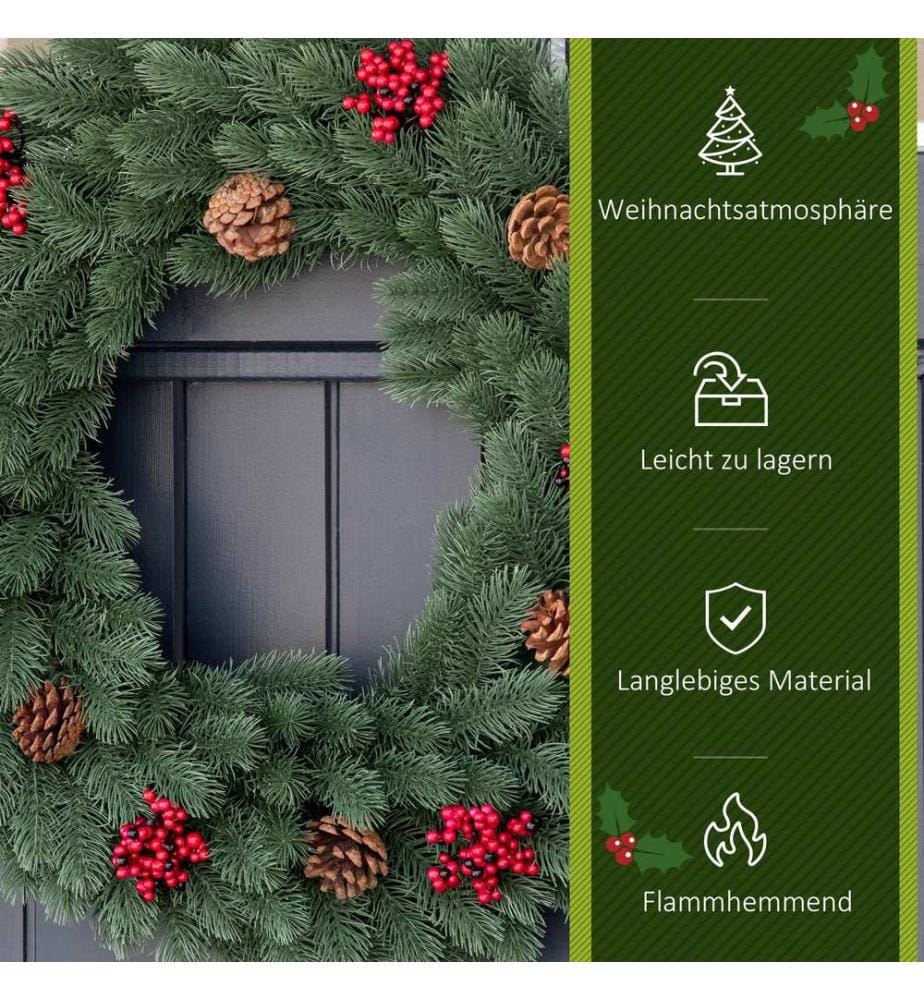 Couronne de sapin, couronne de porte, couronne de Noël, Ø 60 x 8 cm