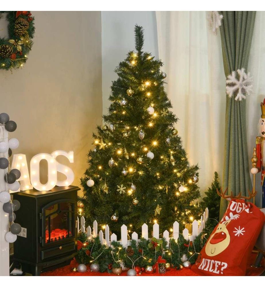 LED Weihnachtsbaum mit Deko 120 LEDs 511 Spitzen Ø95x150H cm