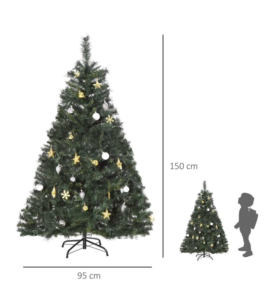 LED Weihnachtsbaum mit Deko 120 LEDs 511 Spitzen Ø95x150H cm