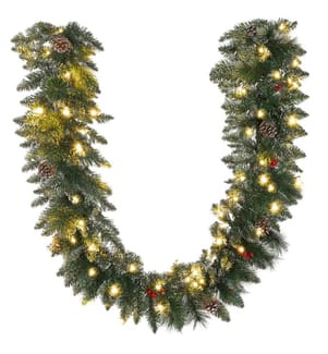 Guirlande de Noël de 180 cm avec guirlande lumineuse et pommes de pin