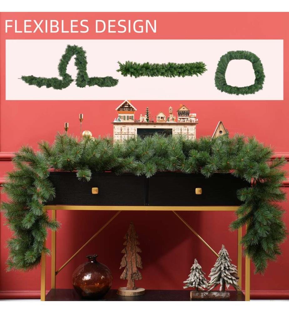 Guirlande de Noël 180 cm, 160 lumières, verte, pour escaliers et cheminée