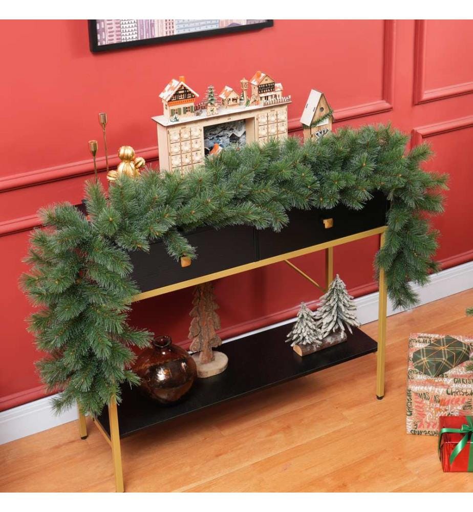 Guirlande de Noël 180 cm, 160 lumières, verte, pour escaliers et cheminée