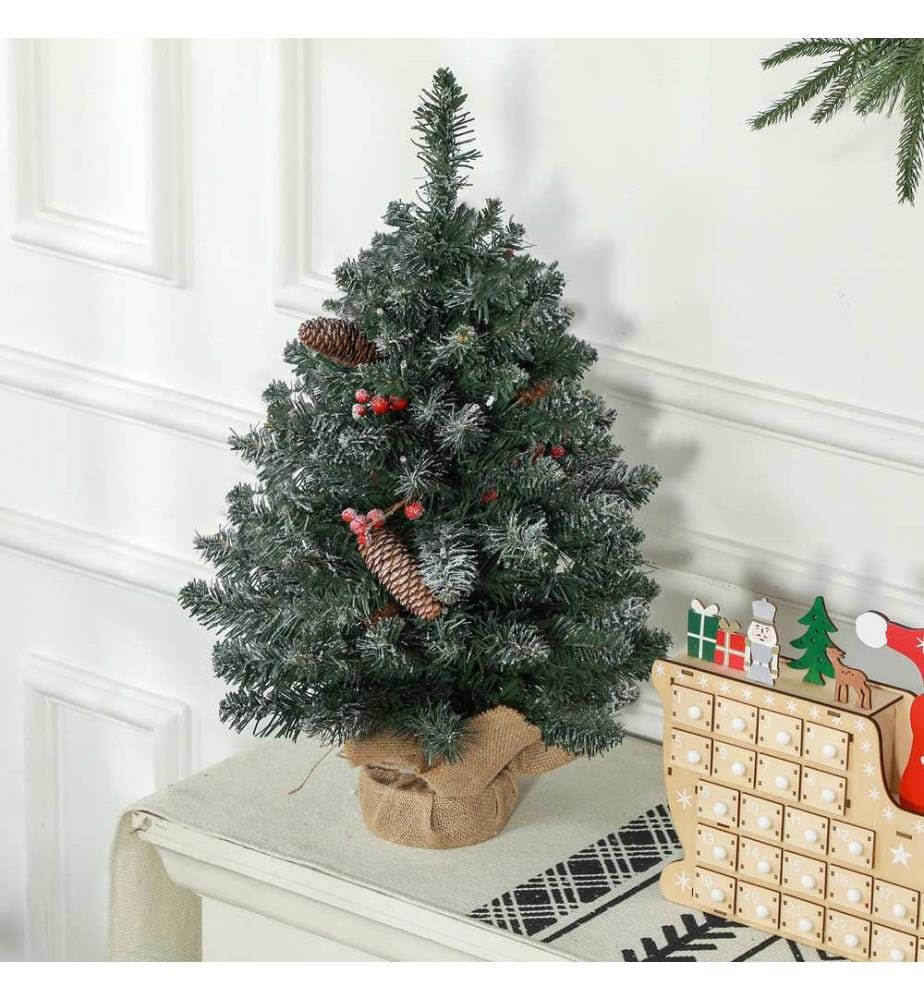 Sapin de Noël artificiel de 60 cm avec 50 LED et des pommes de pin