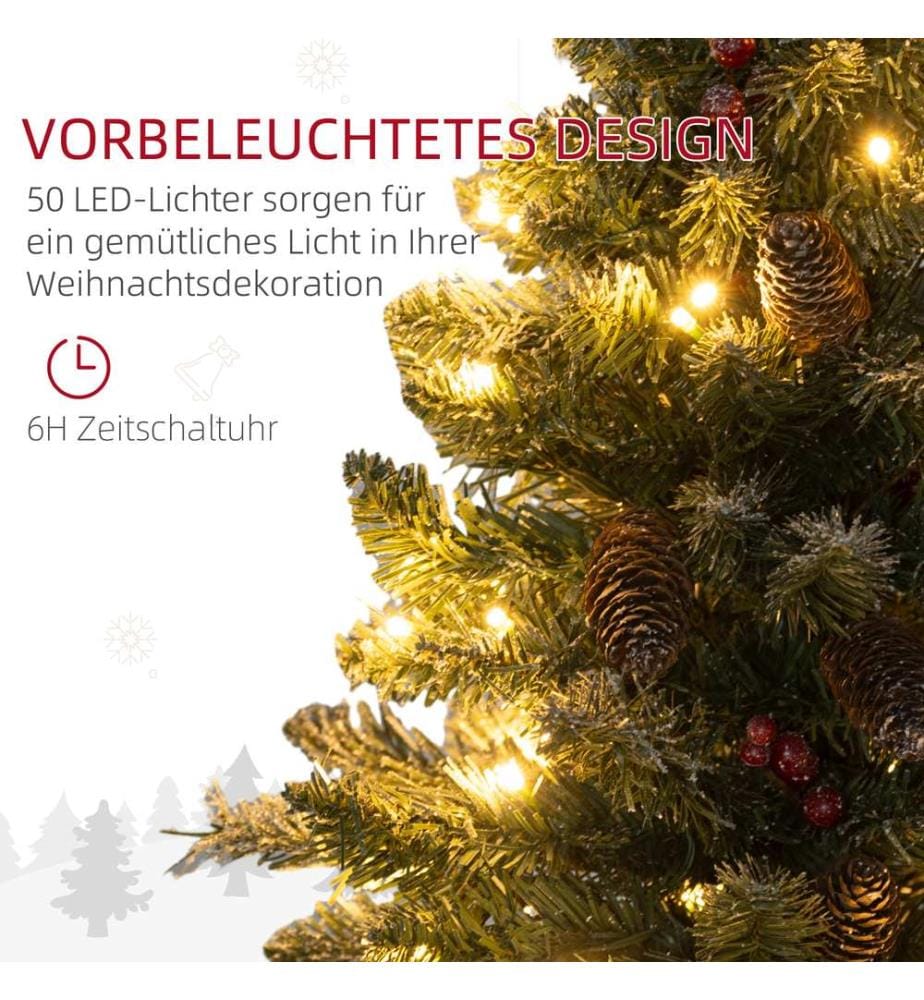 Sapin de Noël artificiel de 60 cm avec 50 LED et des pommes de pin