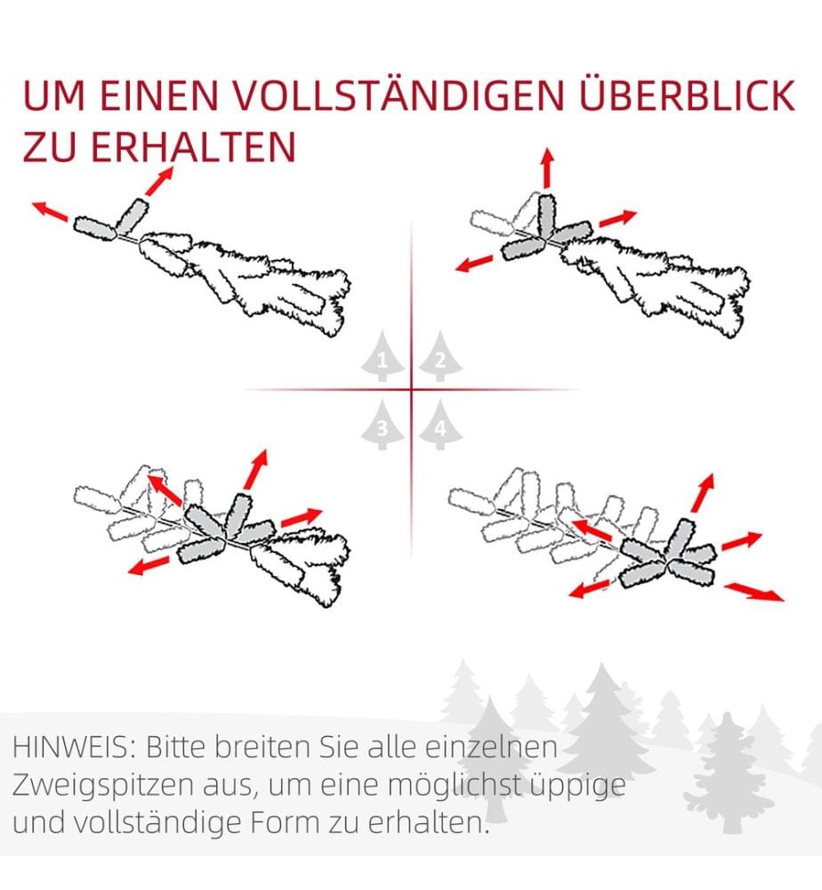 Sapin de Noël artificiel, 180 cm, 390 branches, avec de la neige artificielle