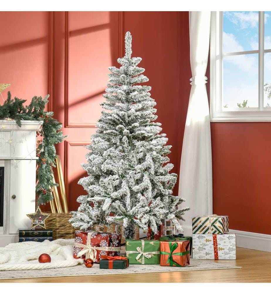 Künstlicher Weihnachtsbaum Christbaum 150 cm 358 Spitzen Kiefer Kunstschnee Indoor