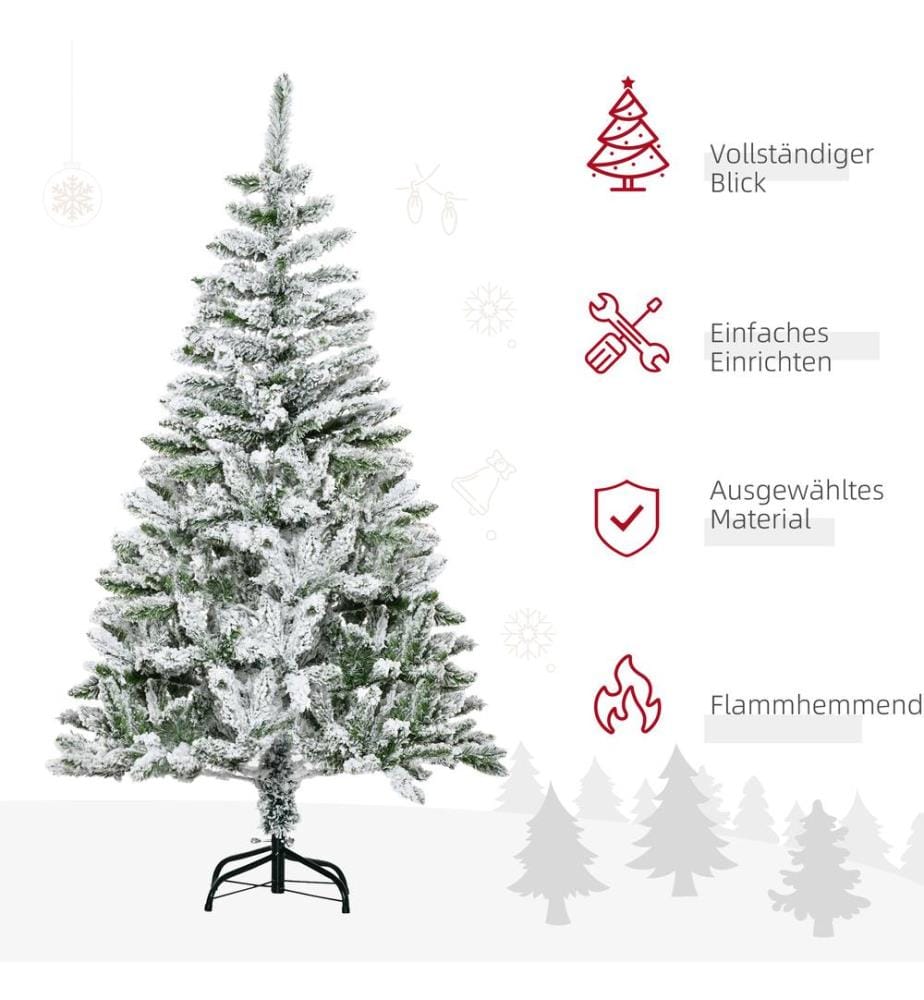 Künstlicher Weihnachtsbaum Christbaum 150 cm 358 Spitzen Kiefer Kunstschnee Indoor