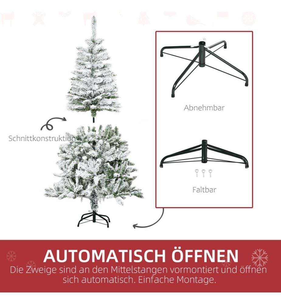 Künstlicher Weihnachtsbaum Christbaum 150 cm 358 Spitzen Kiefer Kunstschnee Indoor