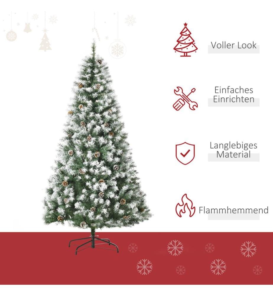 Sapin de Noël artificiel, 180 cm, 800 branches, avec de la neige artificielle