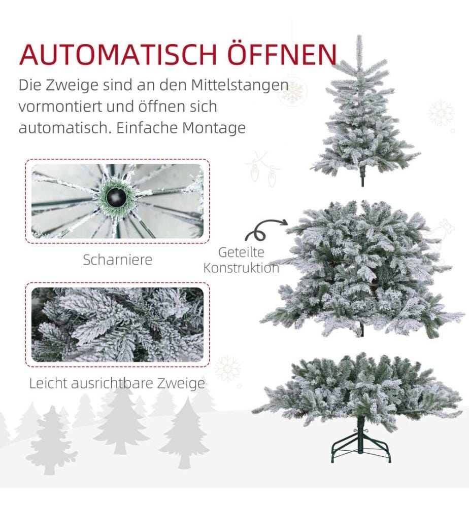 Sapin de Noël artificiel, 180 cm, 1321 branches, avec de la neige artificielle