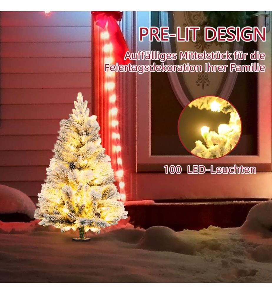Sapin de Noël artificiel, 90 cm, 151 branches, lot de 2, 100 LED