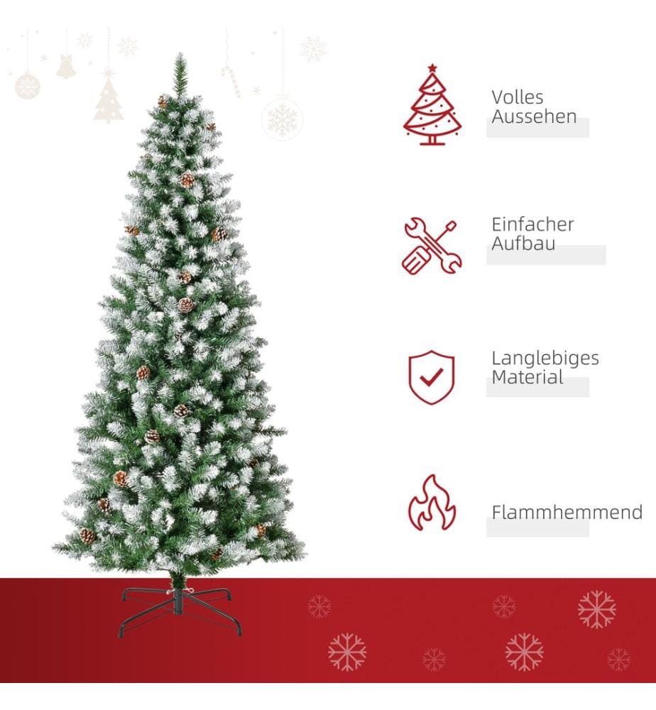 Sapin de Noël artificiel, 180 cm, 630 branches, avec de la neige artificielle