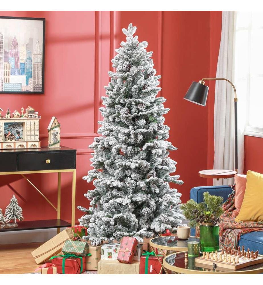 Sapin de Noël artificiel, 180 cm, 1 489 branches, avec de la neige artificielle