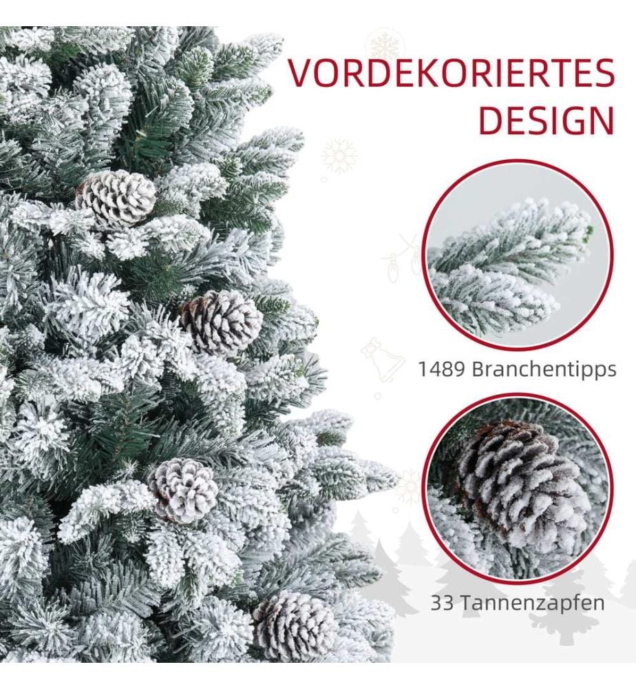 Sapin de Noël artificiel, 180 cm, 1 489 branches, avec de la neige artificielle