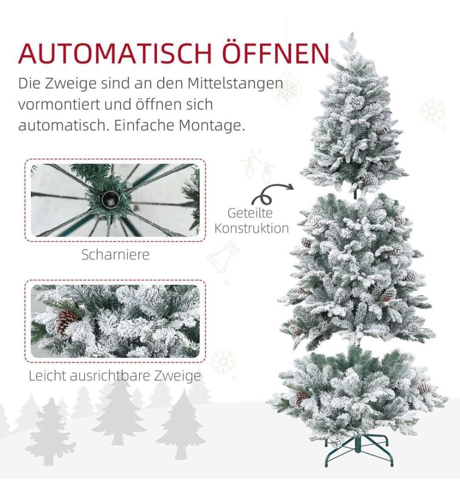 Sapin de Noël artificiel, 180 cm, 1 489 branches, avec de la neige artificielle