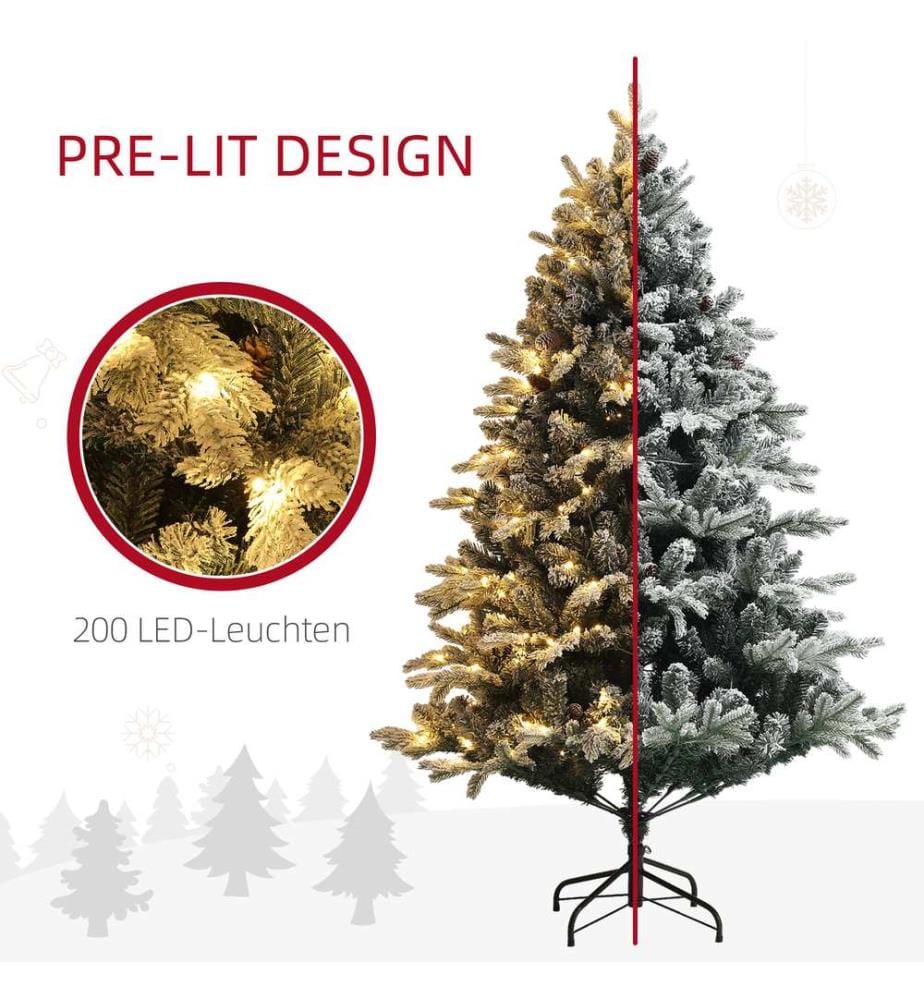 Sapin de Noël artificiel, 180 cm, 793 branches, avec de la neige artificielle