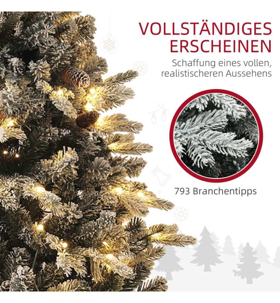 Sapin de Noël artificiel, 180 cm, 793 branches, avec de la neige artificielle