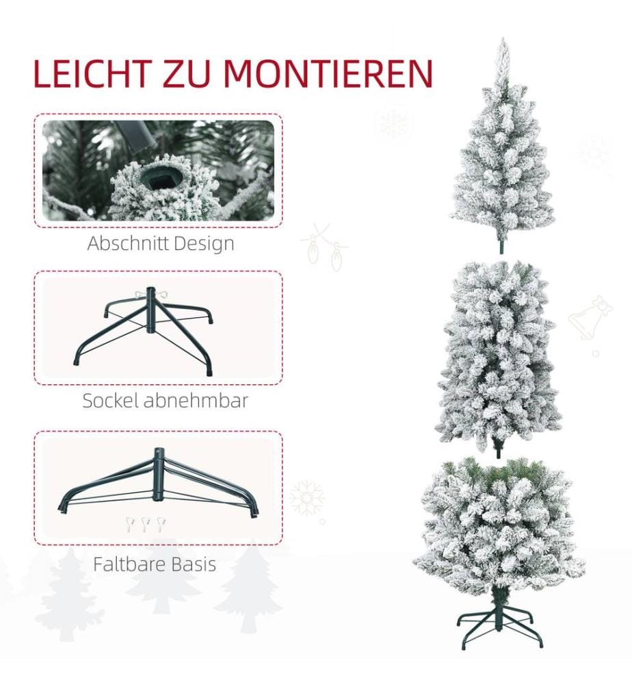 Sapin de Noël artificiel, 210 cm, 687 branches, avec de la neige artificielle