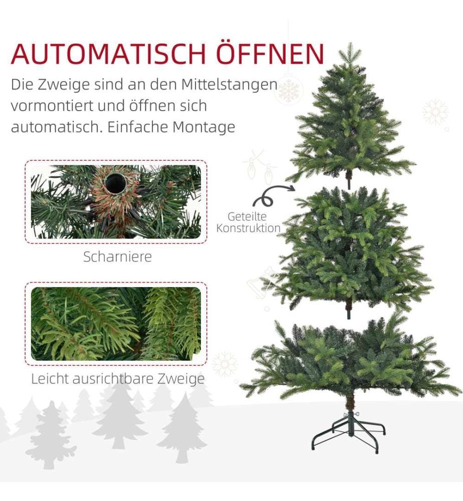 Sapin de Noël artificiel, 180 cm, 1 700 branches, stable