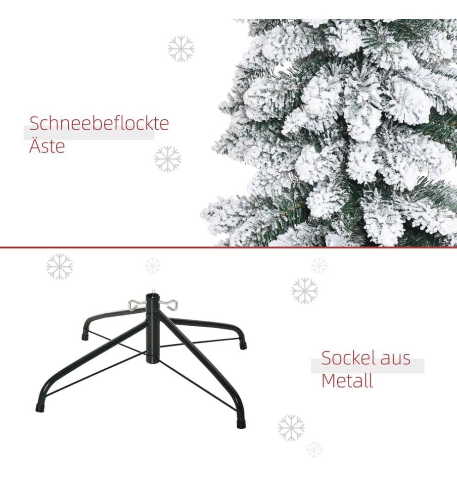 Sapin de Noël artificiel, 210 cm, 490 branches, avec de la neige artificielle