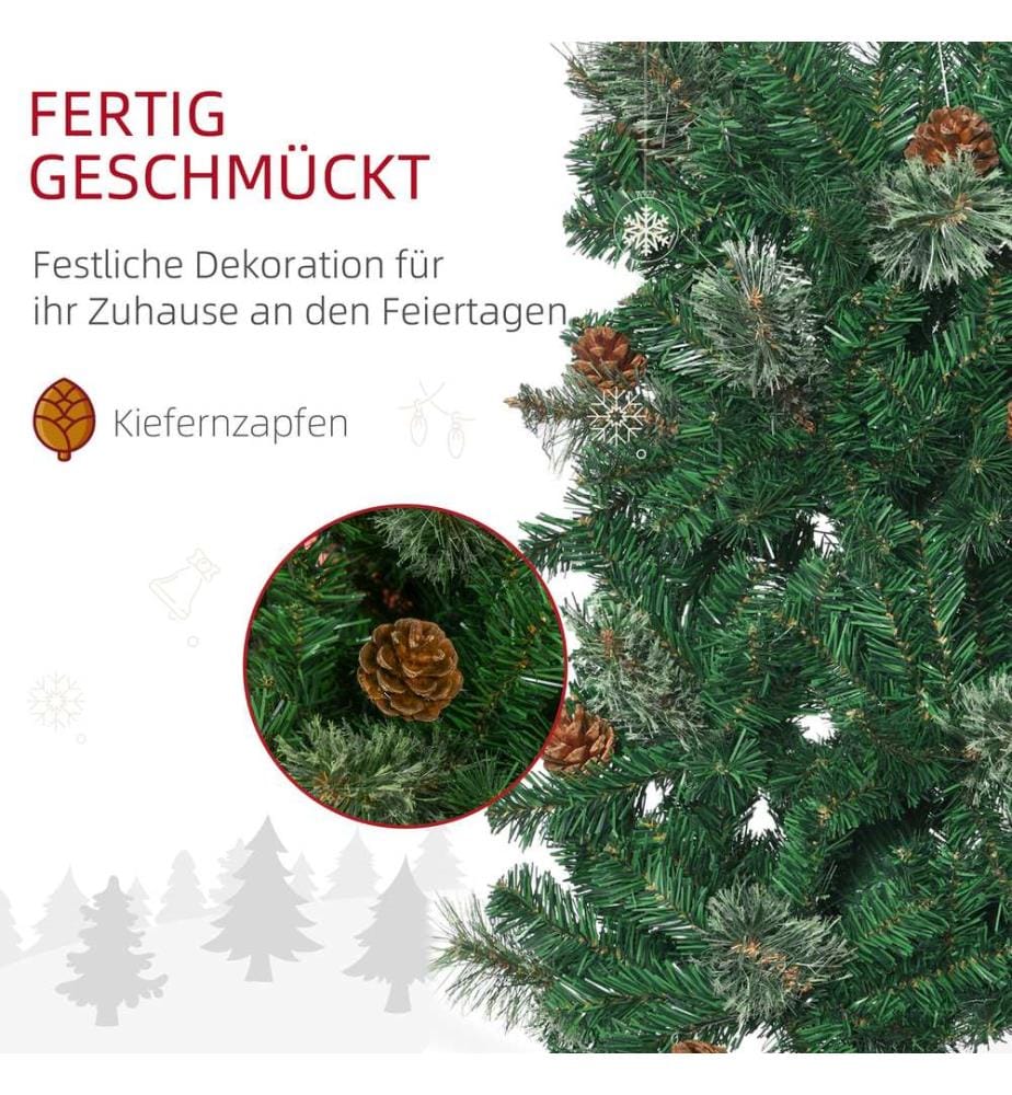 Sapin de Noël artificiel, 195 cm, 556 branches, 25 pommes de pin