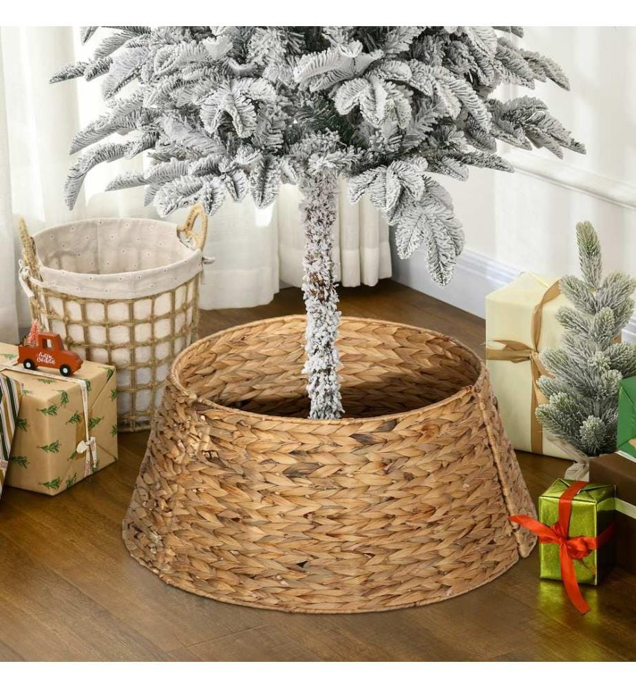Jupe pour sapin de Noël, Ø 60 cm, col en jonc d'eau naturel