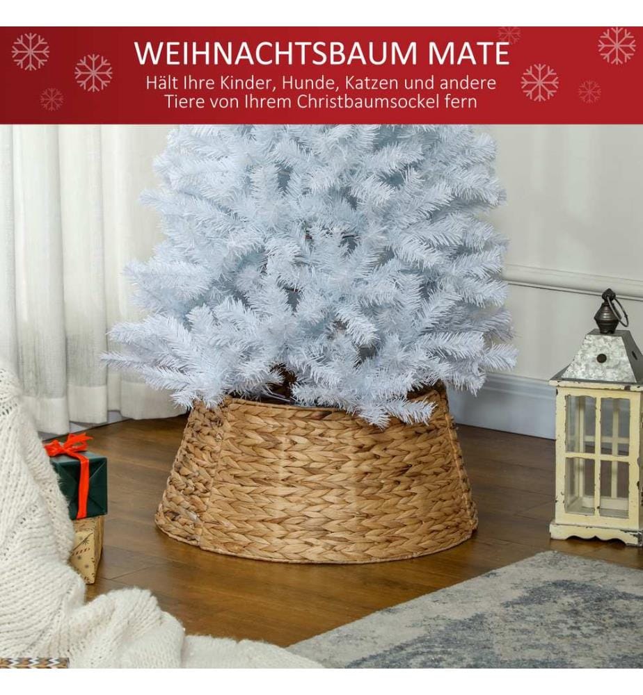Jupe pour sapin de Noël, Ø 60 cm, col en jonc d'eau naturel