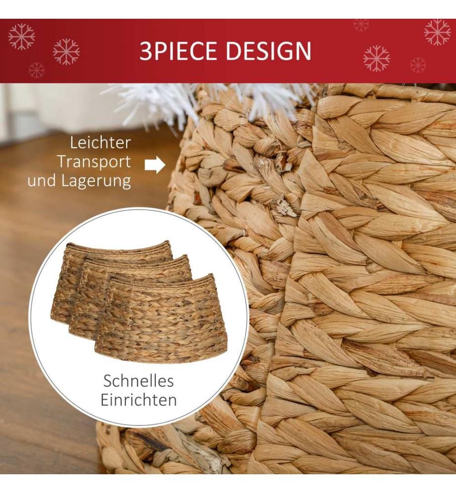 Jupe pour sapin de Noël, Ø 60 cm, col en jonc d'eau naturel