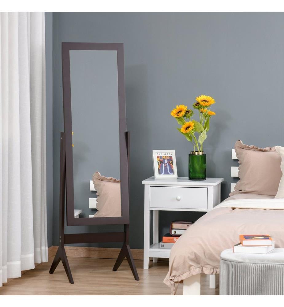 Miroir en pied avec pied, 47 x 46 x 148 cm, marron