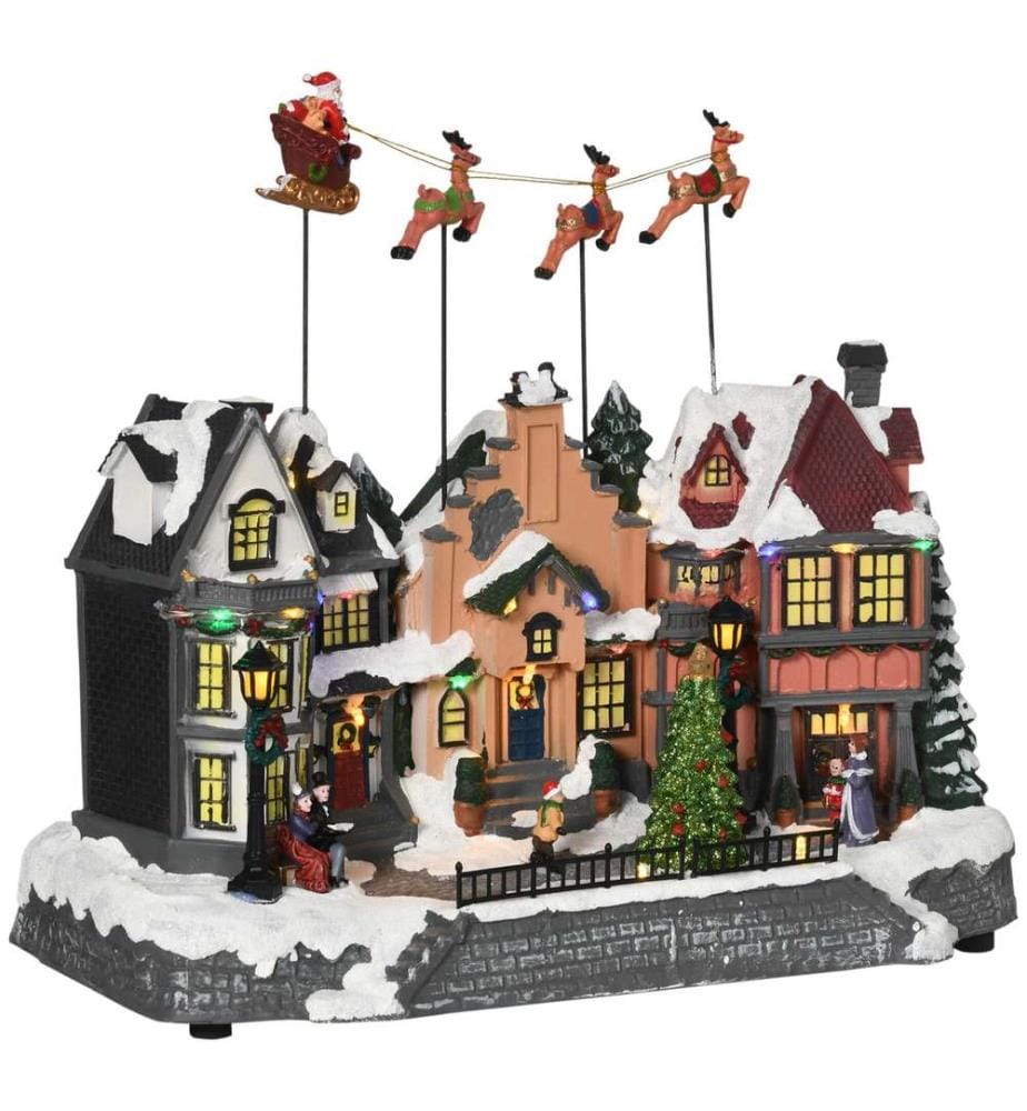 Weihnachtsdorf mit beweglichen Figuren und 22 bunten LEDs