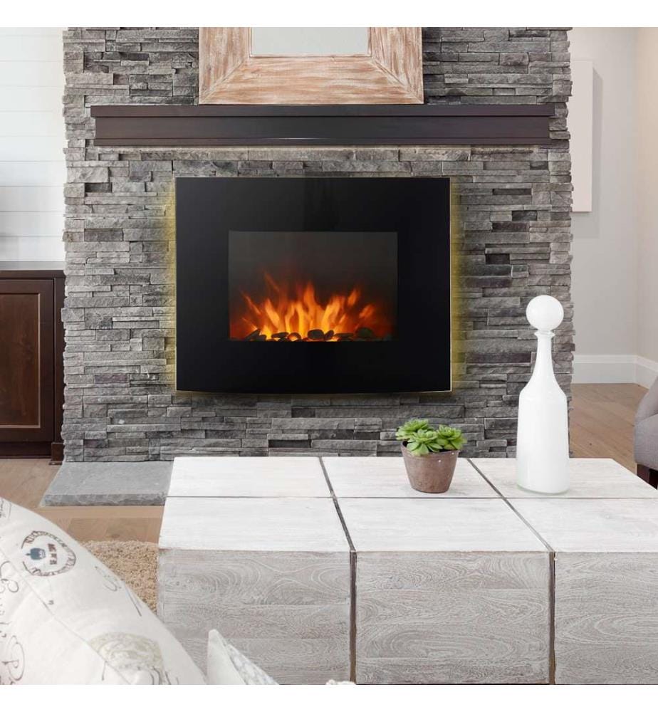 Cheminée électrique murale avec LED et effet de flammes