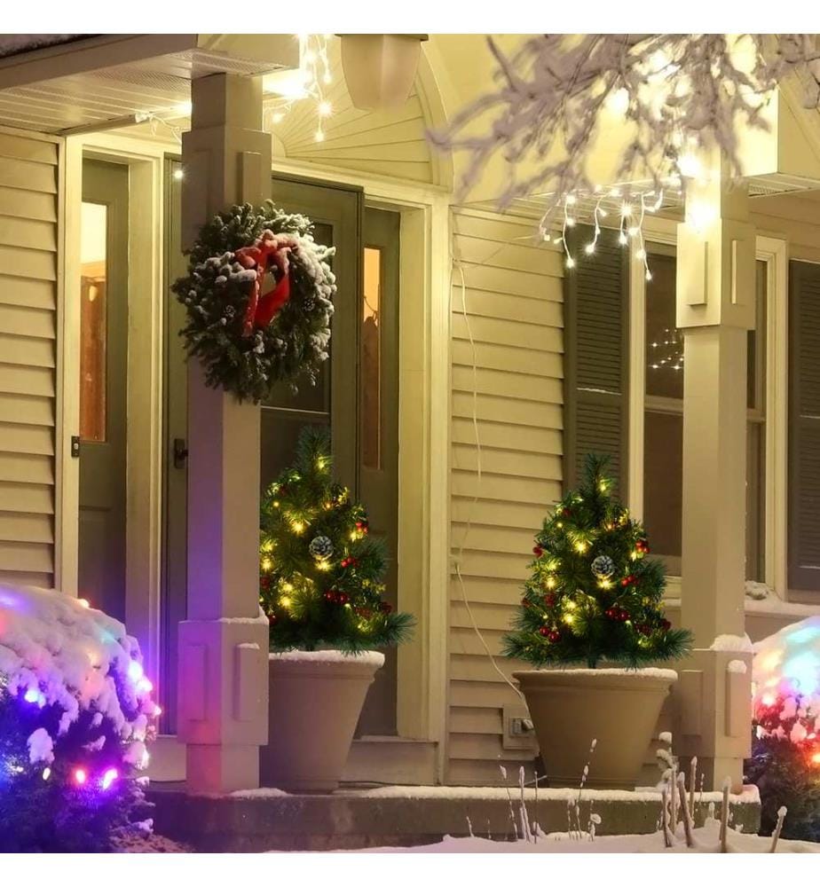 LED 2-er-Set Weihnachtsbaum mit Deko Ø33x75 cm