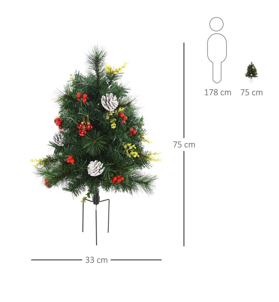 LED 2-er-Set Weihnachtsbaum mit Deko Ø33x75 cm