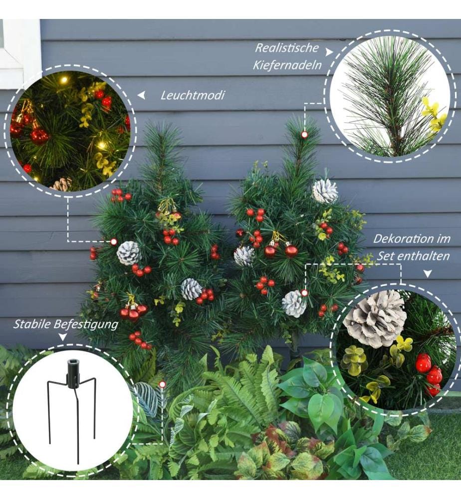 LED 2-er-Set Weihnachtsbaum mit Deko Ø33x75 cm