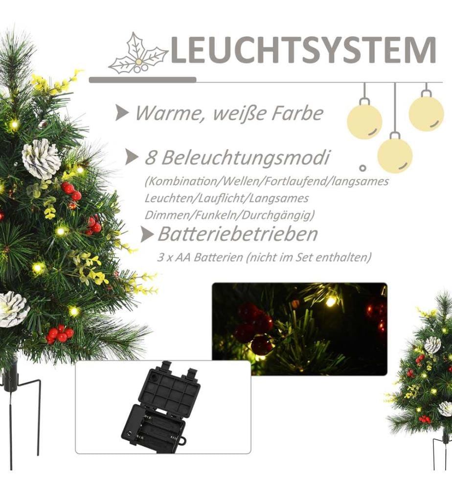 LED 2-er-Set Weihnachtsbaum mit Deko Ø33x75 cm