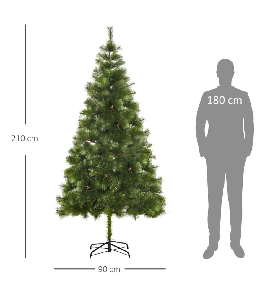 Sapin de Noël de 2,1 m, 505 branches, avec support métallique