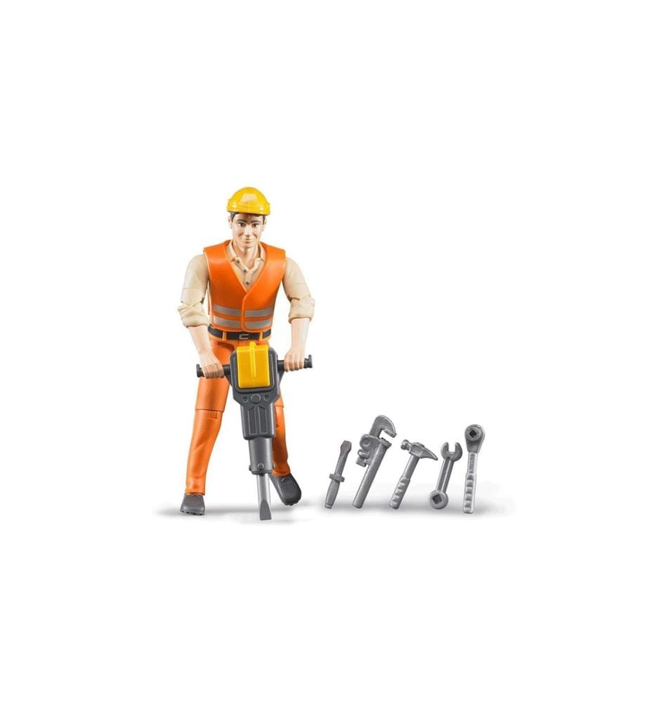 Bruder Spielwaren - Figurine de jeu Ouvrier du bâtiment avec accessoires