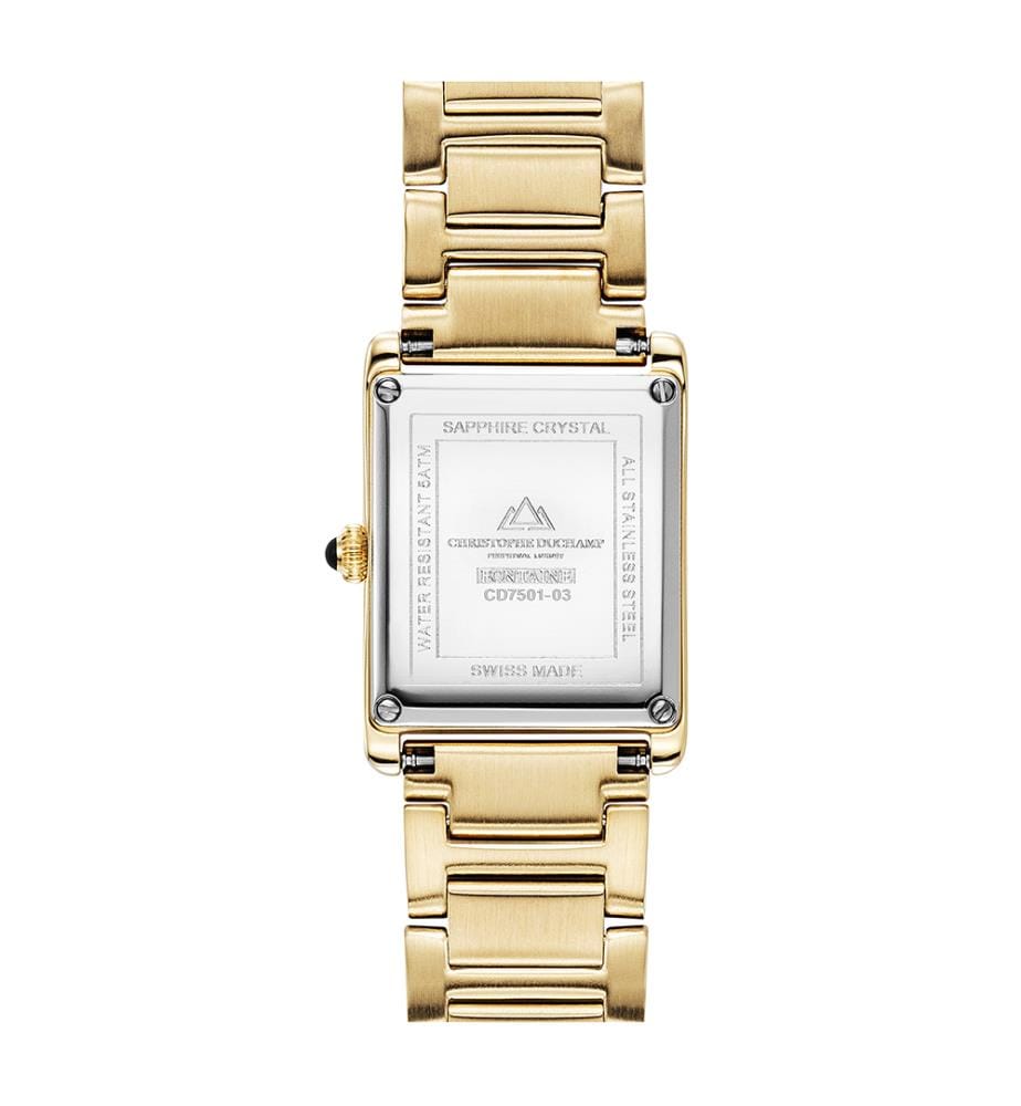 Orologio Quadrante bianco a raggiera con cassa e bracciale in oro Fontaine - 21mm