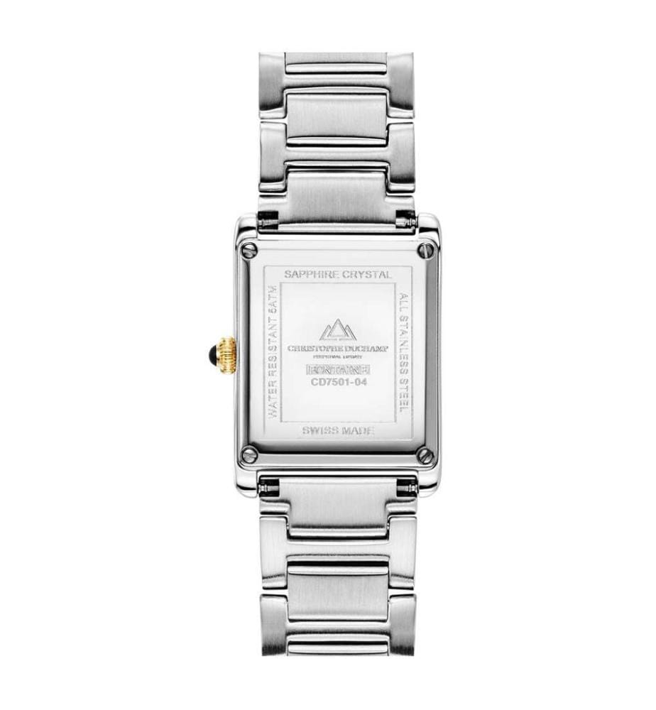 Orologio al quarzo 21 mm, 10 diamanti - Bianco e argento-oro