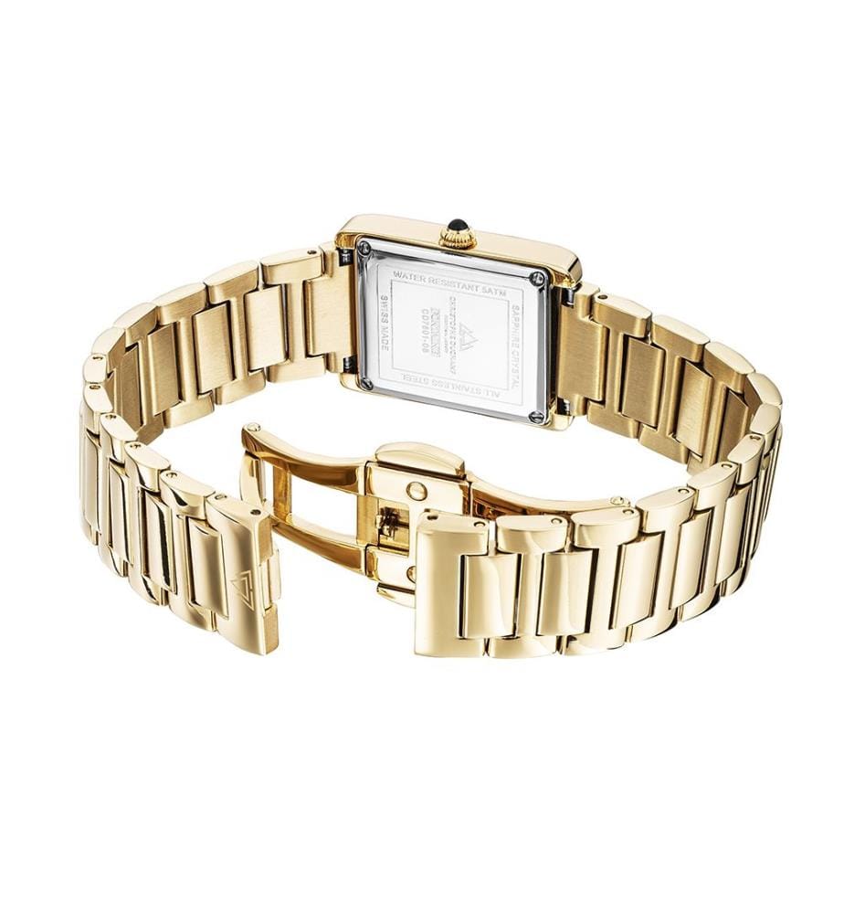 Montre à Quartz Fontaine 21 mm, 10 Diamants - Noir & Doré