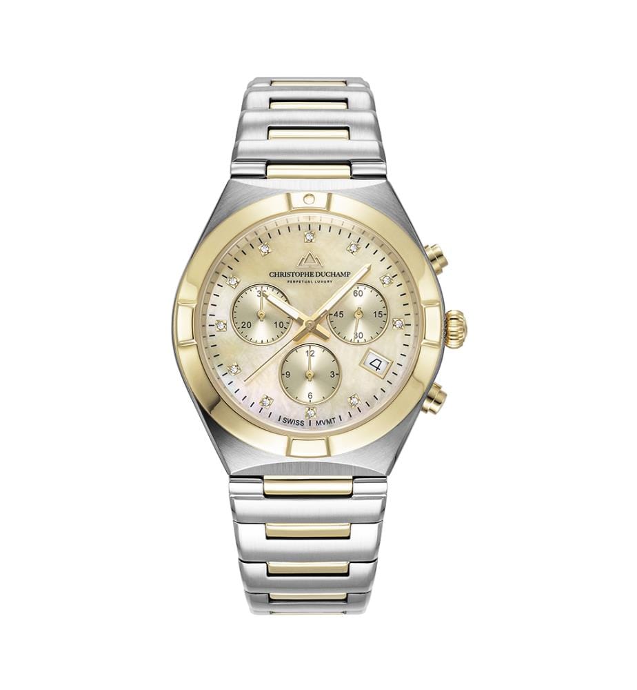 Uhr Cadran Champagne, Armband aus versilbertem Gold und Gehäuse aus versilbertem Gold von Orsay - 38mm