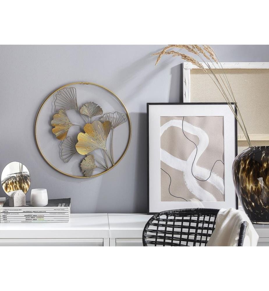 Décoration murale Fleur BISMUTH Métal 45 cm Doré