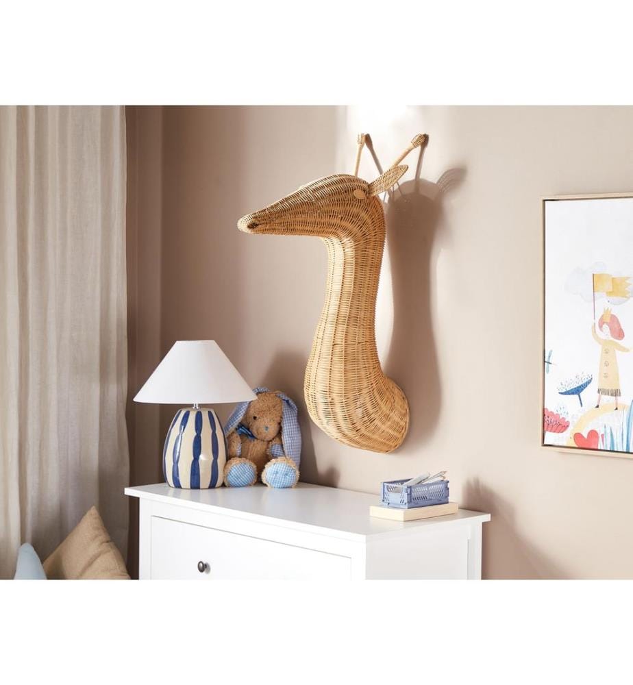 Décoration murale Girafe BANANEC Rotin 83 cm Naturel